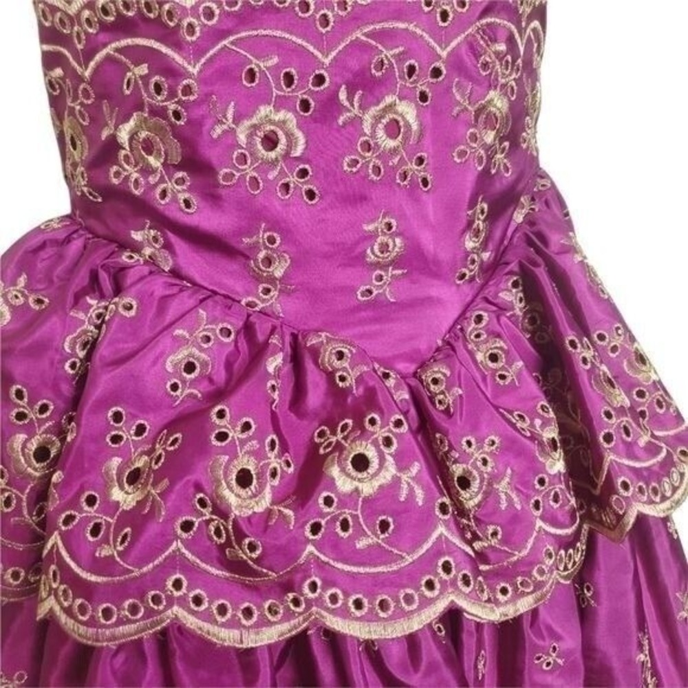 Betsey Johnson Womens Y2K Fairy Tiered Embroidered Halter Dress 2 Magenta NEW - Picture 16 of 16